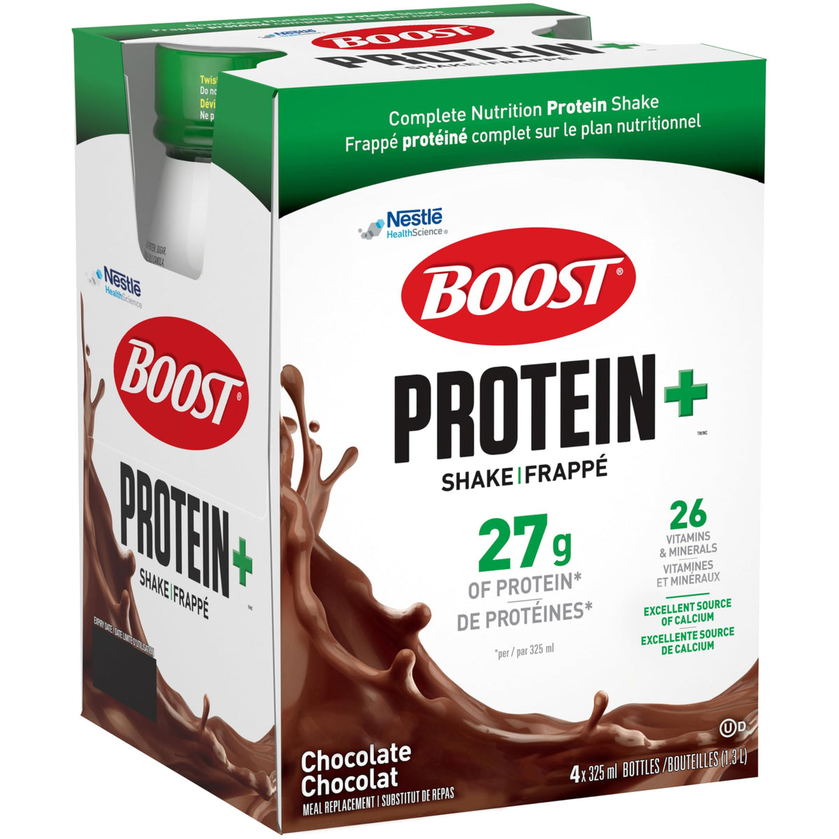 BOOST Protein+ Shake Meal Replacement, Chocolate, 4 bottles x 325mL