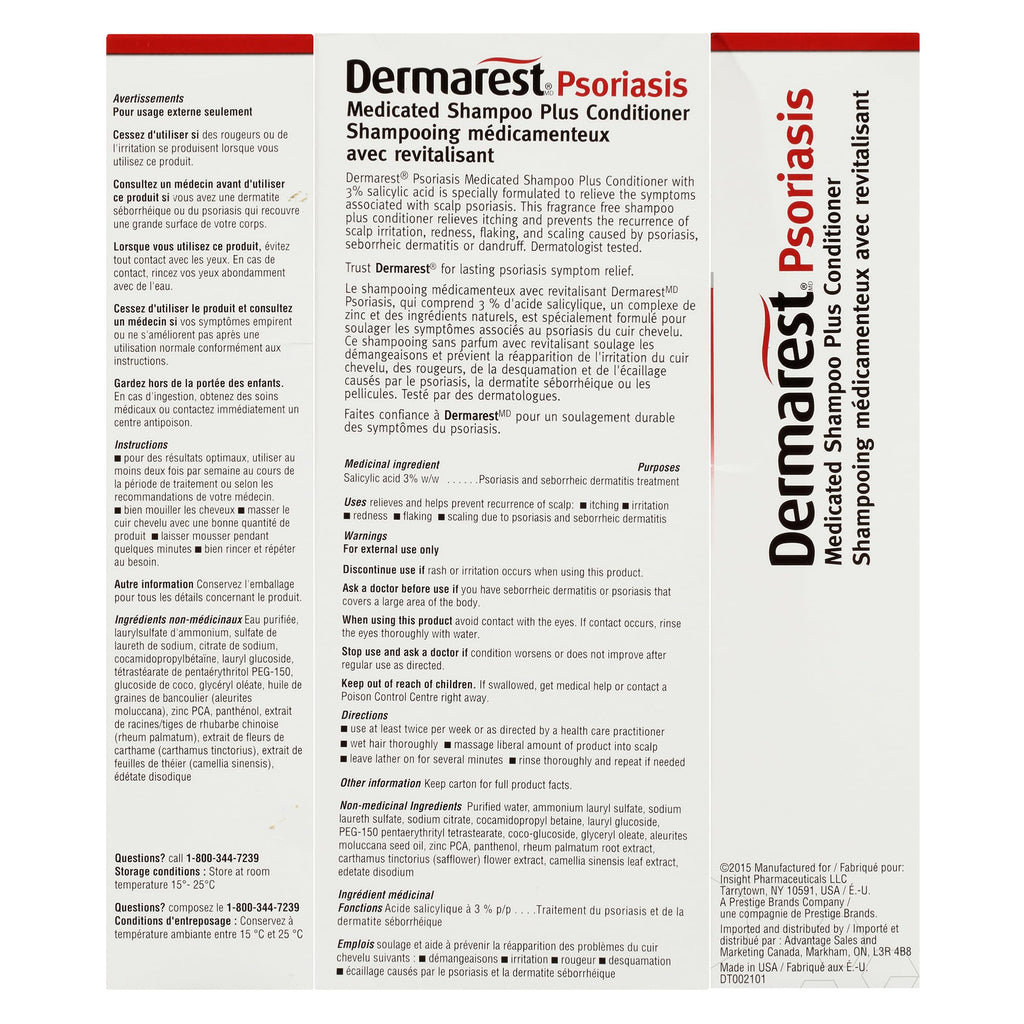 Dermarest Medicated Shampoo - 236ml - Helps Stop Scalp Itch, Fragrance-Free