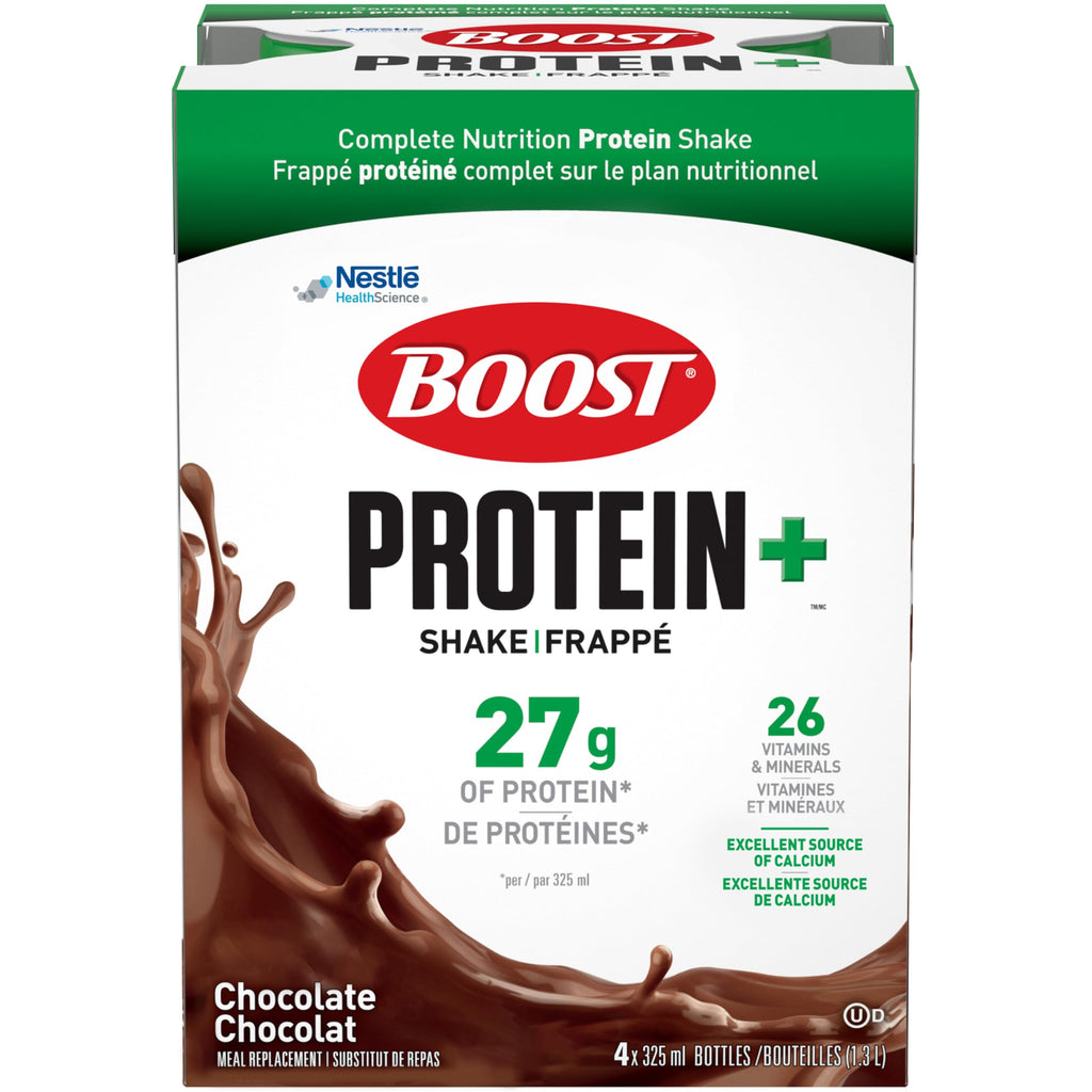 BOOST Protein+ Shake Meal Replacement, Chocolate, 4 bottles x 325mL