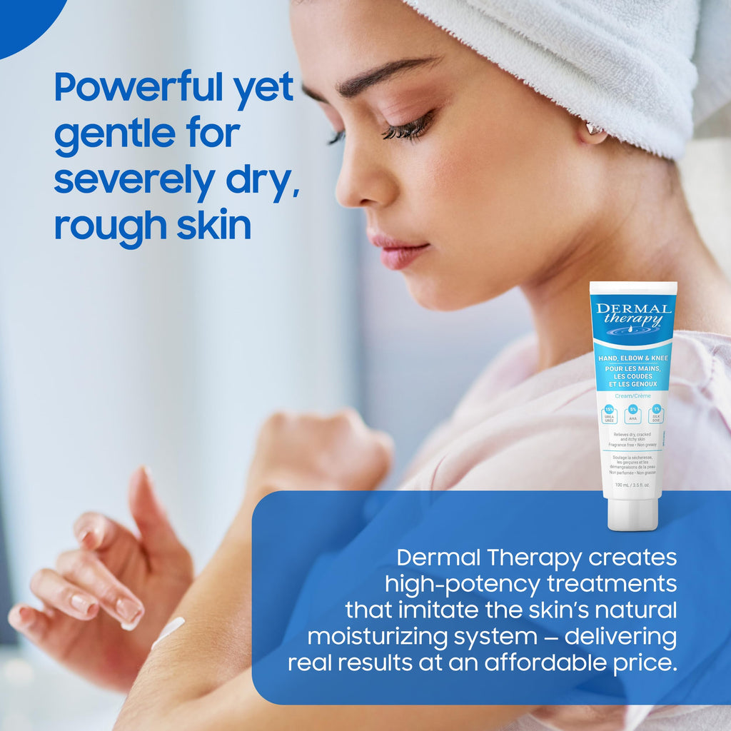 Dermal Therapy Hand Elbow & Knee Cream with 15% Urea and 6% AHA – Hydrating and Exfoliating Cream for Dry and Rough Skin, Fragrance Free Non Greasy Formula for Hands Elbows Knees and Feet, 3.5 fl oz