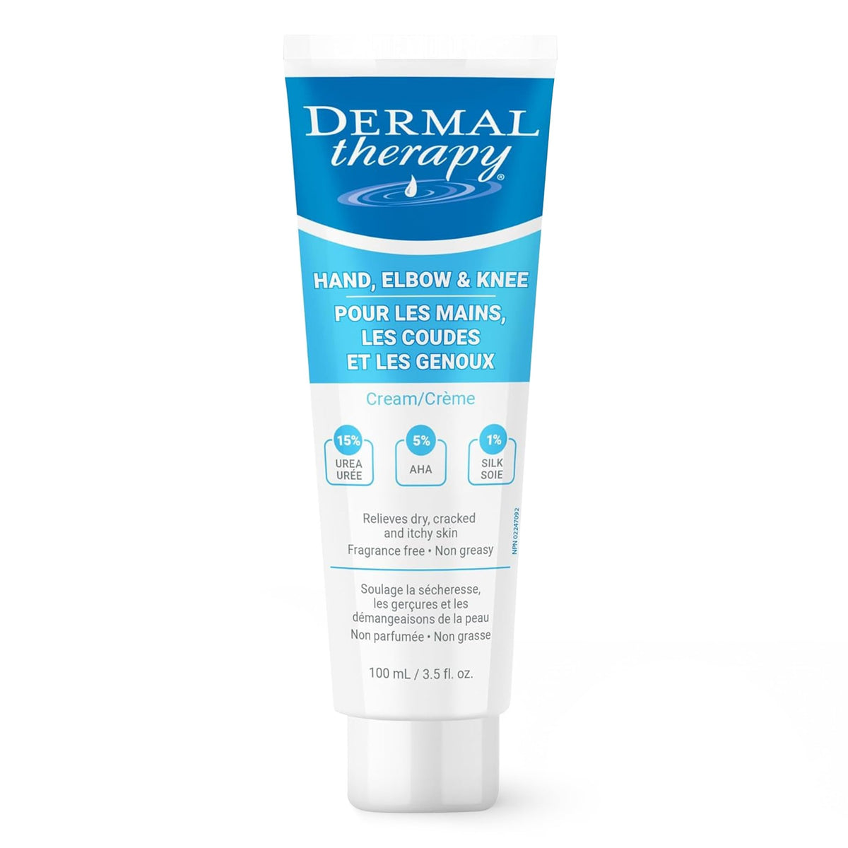 Dermal Therapy Hand Elbow & Knee Cream with 15% Urea and 6% AHA – Hydrating and Exfoliating Cream for Dry and Rough Skin, Fragrance Free Non Greasy Formula for Hands Elbows Knees and Feet, 3.5 fl oz