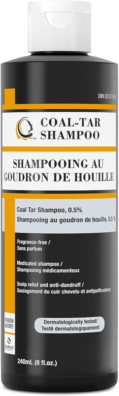 Coal Tar Shampoo 0.5% Natural Coal Tar - Dandruff Shampoo for Itchy Flaky Scalp - Hypoallergenic, HRIPT Tested - PABA and Silicone Free - All Ages 2+ - 240ml (8oz)