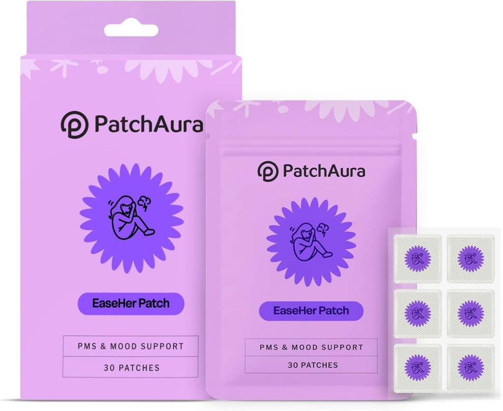 EaseHer PMS Support Patches – 30 Count – Natural Hormonal Balance & Cycle Comfort with Chasteberry, Ashwagandha, Black Cohosh & Vitamin B6 – All-Day Steady Release – Non-Drowsy & Vegan