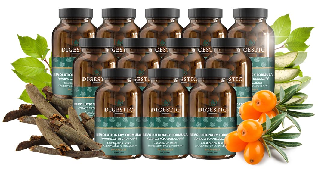 Digestic - Laxative for Constipation Relief, Stool Softener 100% Natural, 60 Capsules, Colon Detox Cleanse, Bloating and Gas Relief