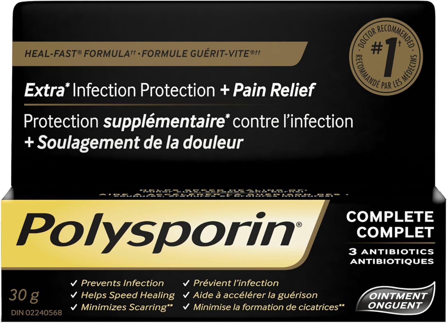 POLYSPORIN® COMPLETE Antibiotic Ointment Extra Infection Protection Pain Relief, 30 g