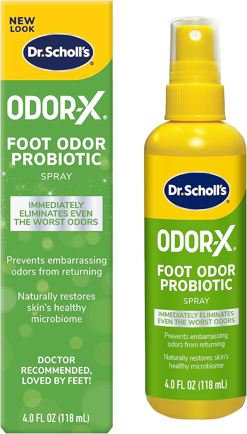 Dr. Scholl's Probiotic Foot Spray 4oz Immediately Eliminates and Prevents Odors from Returning Shoe Deoderizer, 4 Ounce