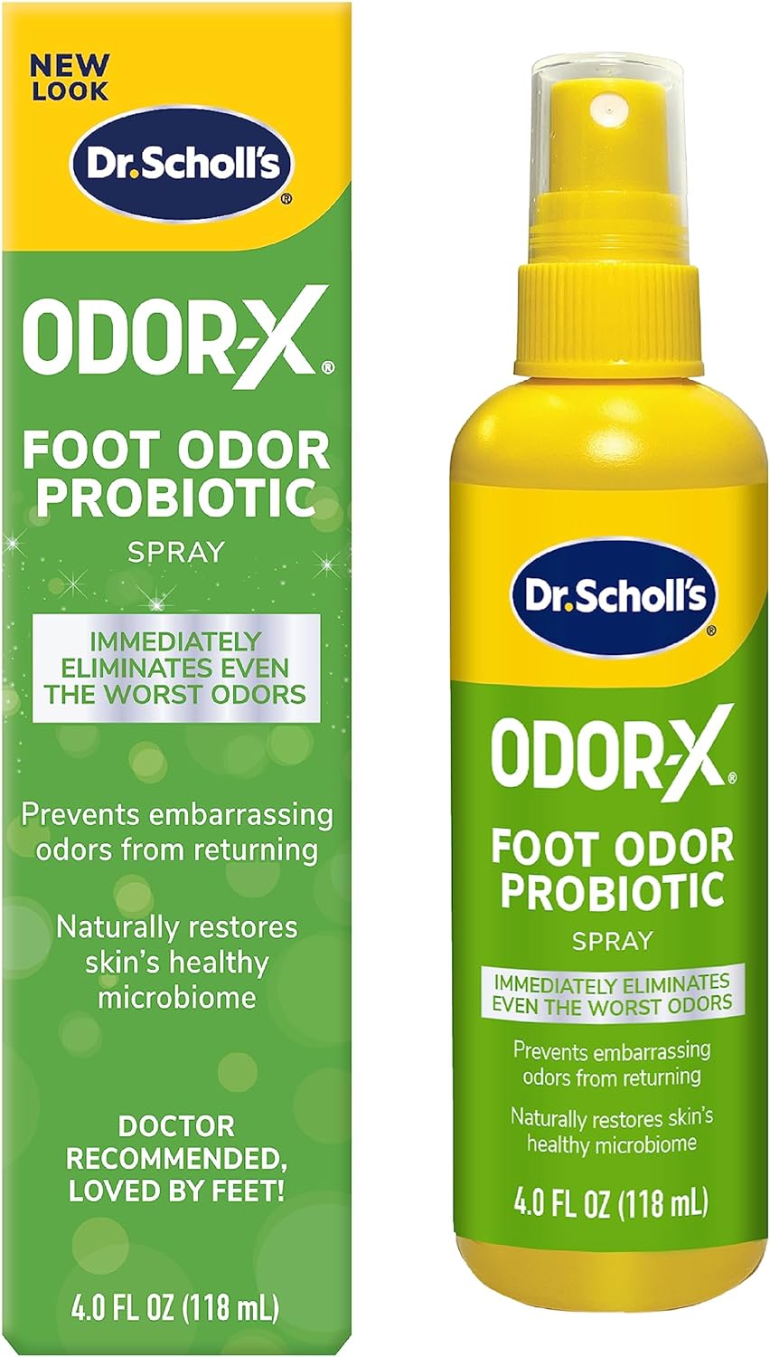 Dr. Scholl's Probiotic Foot Spray 4oz Immediately Eliminates and Prevents Odors from Returning Shoe Deoderizer, 4 Ounce