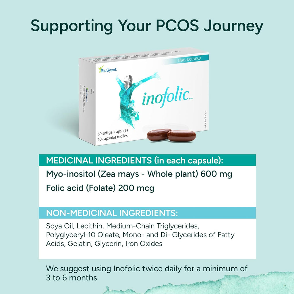 PCOS Supplement for Women - Myo-inositol and Folic Acid Supplement - 30 Day Supply of Convenient Soft Gel Capsules Supporting PCOS Symptoms and Pregnancy