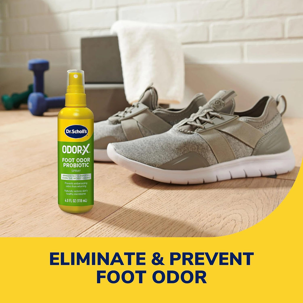 Dr. Scholl's Probiotic Foot Spray 4oz Immediately Eliminates and Prevents Odors from Returning Shoe Deoderizer, 4 Ounce