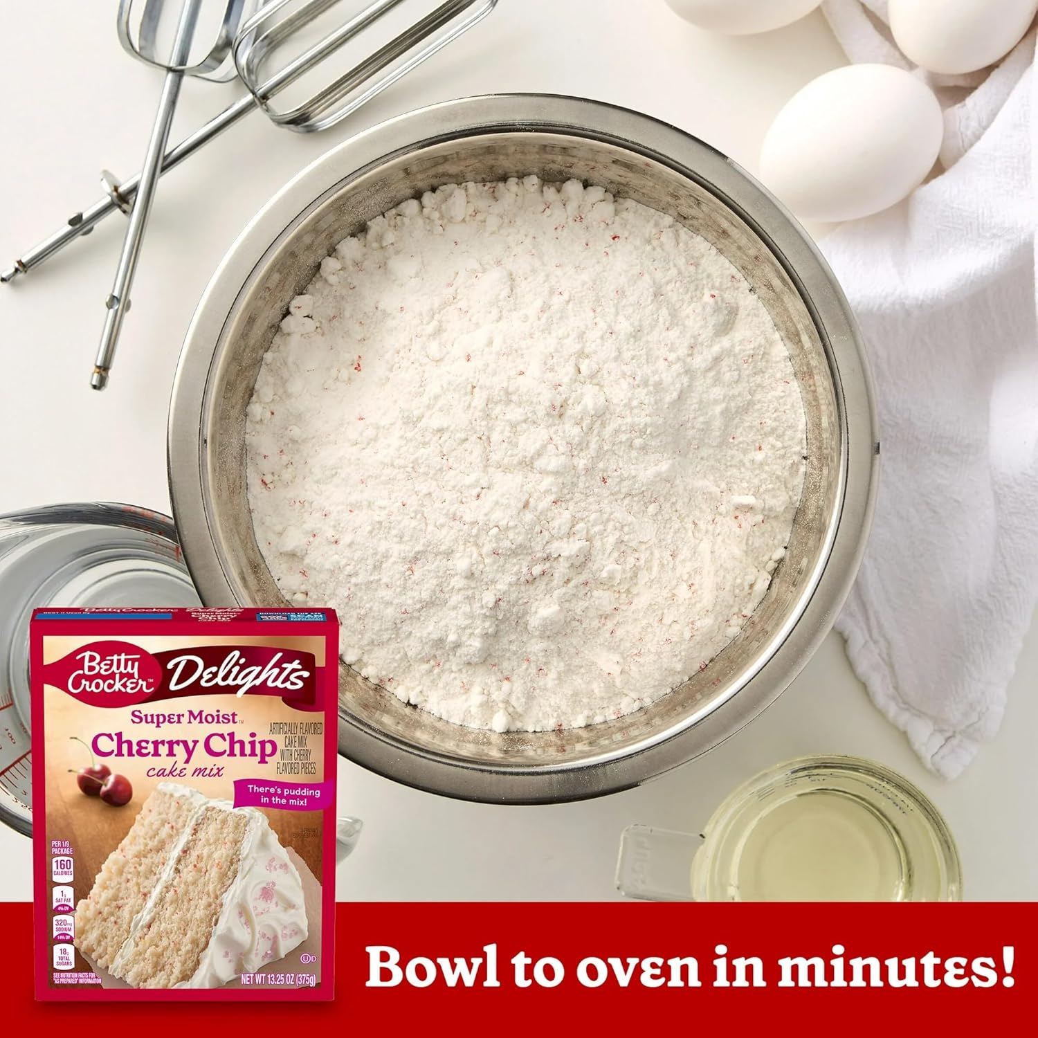 Betty Crocker Delights Super Moist Cherry Chip Cake Mix, 13.25 oz (Pack of 3) with By The Cup Frosting Spreader