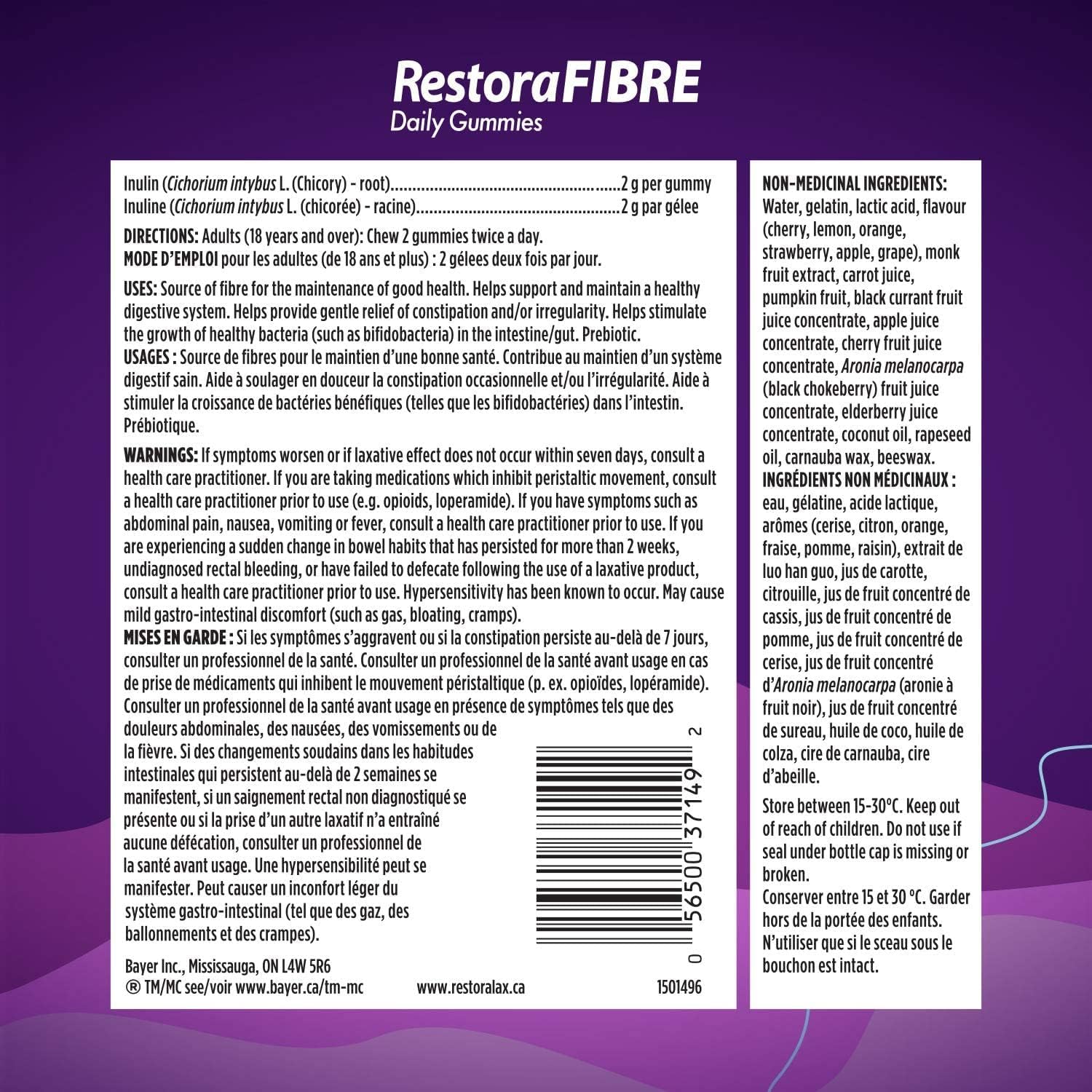RestoraLAX RestoraFIBRE Daily Prebiotic Fibre Gummies - Fibre Supplements For Men And Women, Naturally Sourced Inulin, Promotes Regularity And supports Healthy Digestive system, Gentle Constipation Relief For Adults, 140 Count