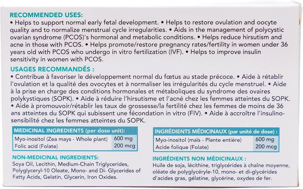 PCOS Supplement for Women - Myo-inositol and Folic Acid Supplement - 30 Day Supply of Convenient Soft Gel Capsules Supporting PCOS Symptoms and Pregnancy