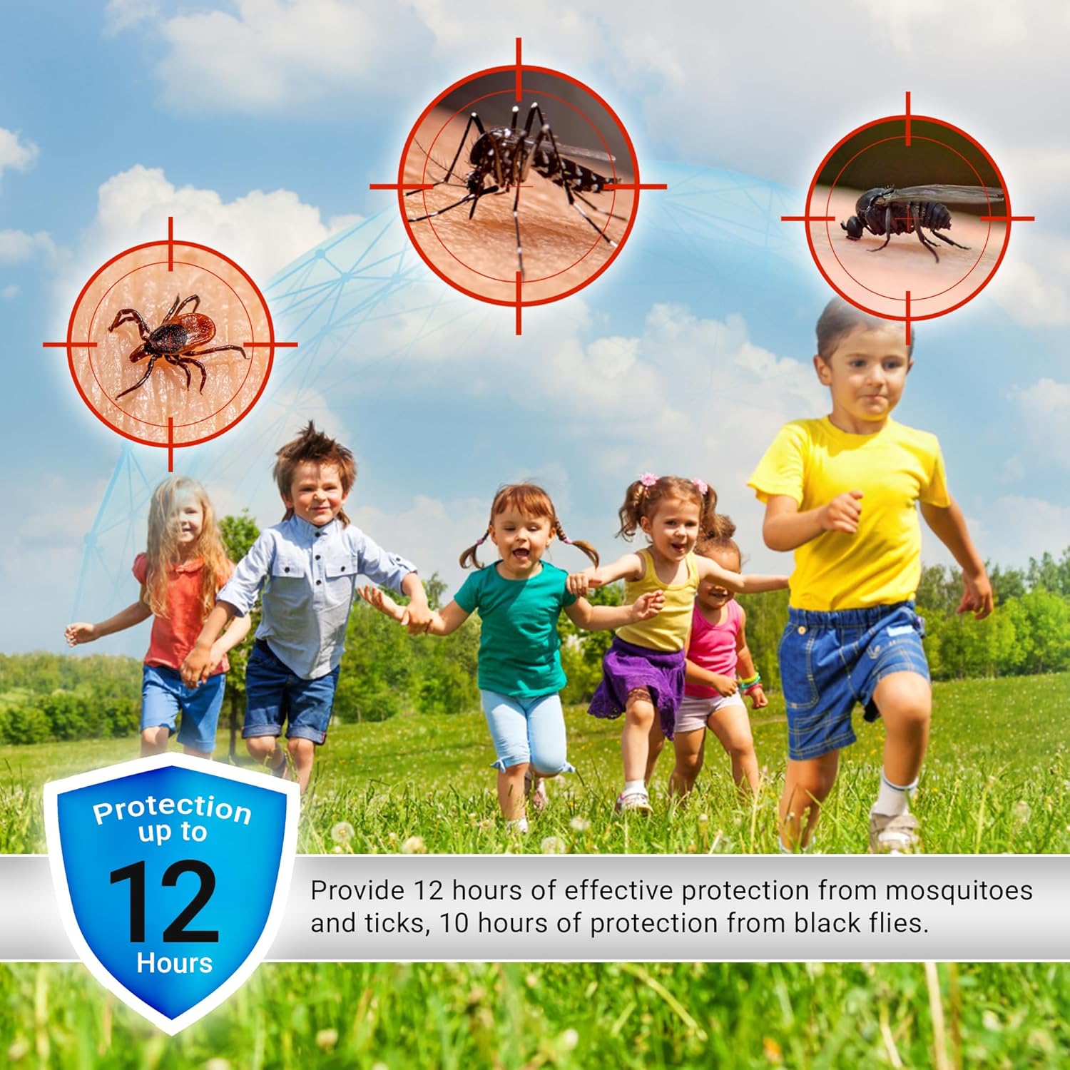 MOSQUITO SHIELD - PIACTIVE™ Kids 100% Deet Free, 12 Hours of Protection, Bug Repellent for Mosquitoes, Ticks, Black Flies, and More, 175ml, Bug Spray, Pump Fight The Bite!™