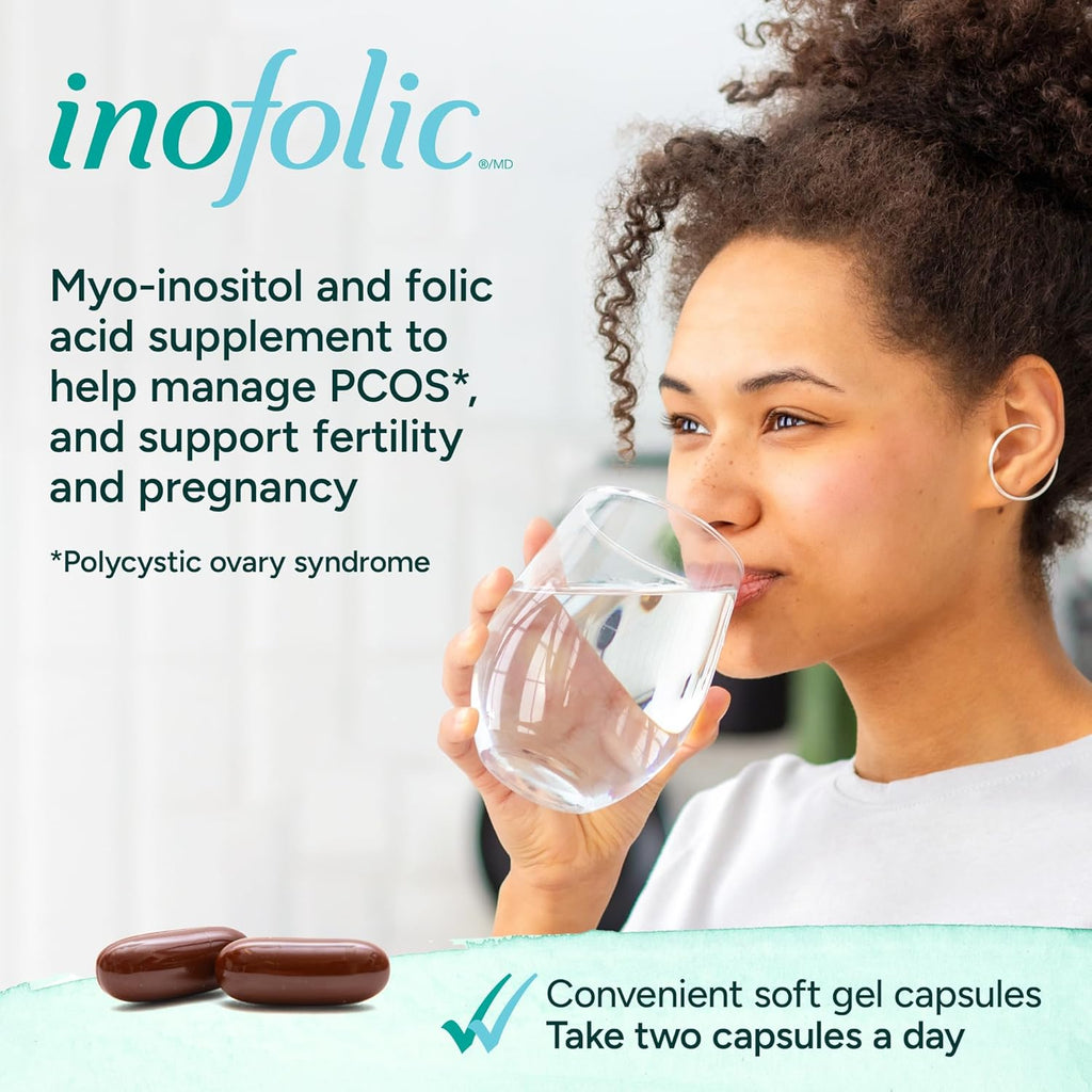 PCOS Supplement for Women - Myo-inositol and Folic Acid Supplement - 30 Day Supply of Convenient Soft Gel Capsules Supporting PCOS Symptoms and Pregnancy