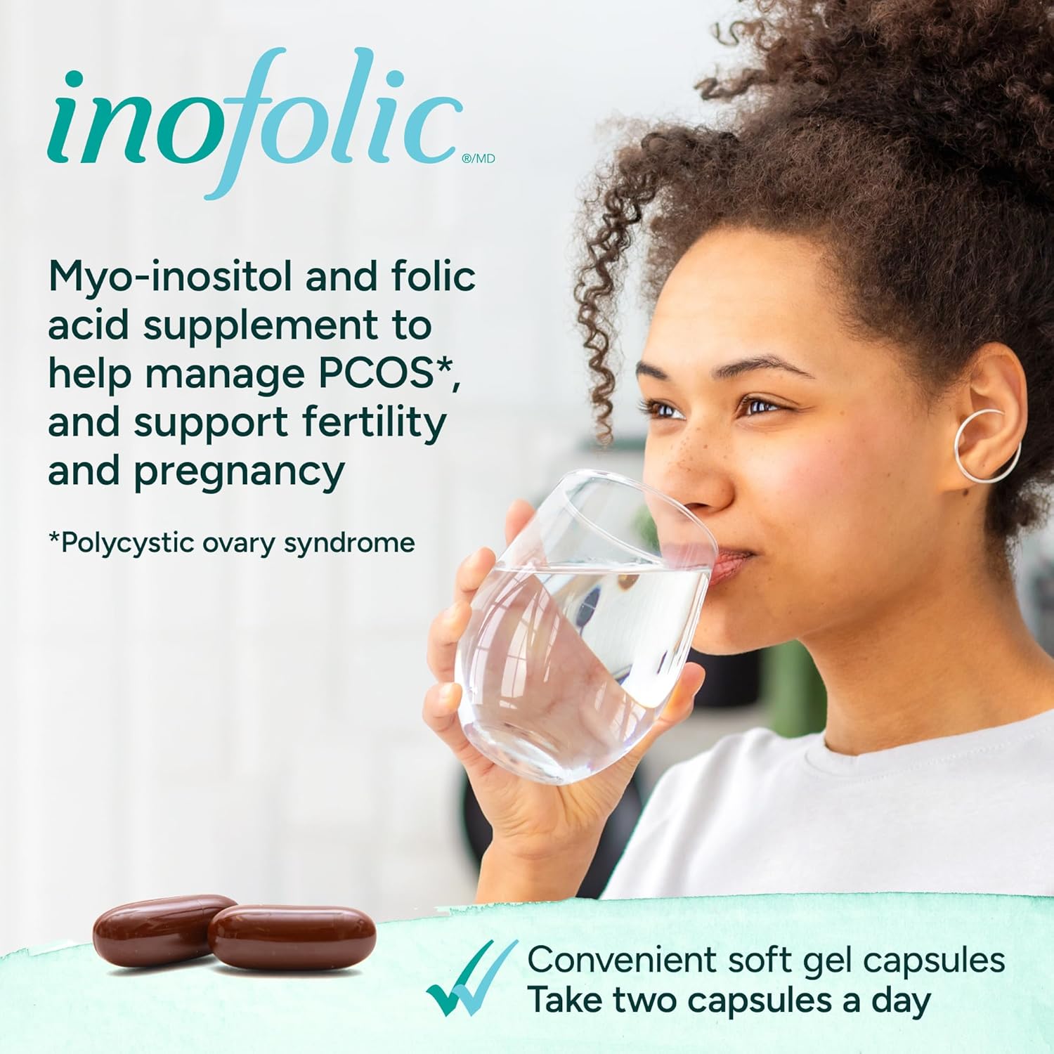 PCOS Supplement for Women - Myo-inositol and Folic Acid Supplement - 30 Day Supply of Convenient Soft Gel Capsules Supporting PCOS Symptoms and Pregnancy