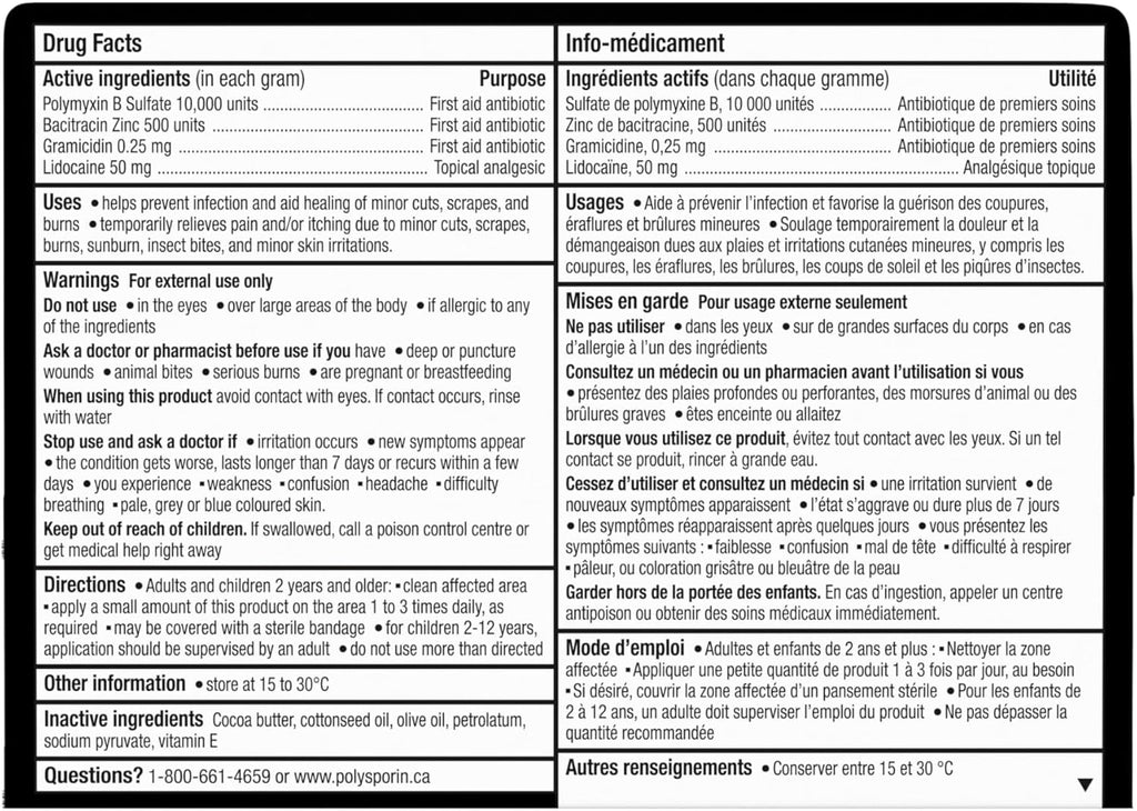 POLYSPORIN® COMPLETE Antibiotic Ointment Extra Infection Protection Pain Relief, 30 g