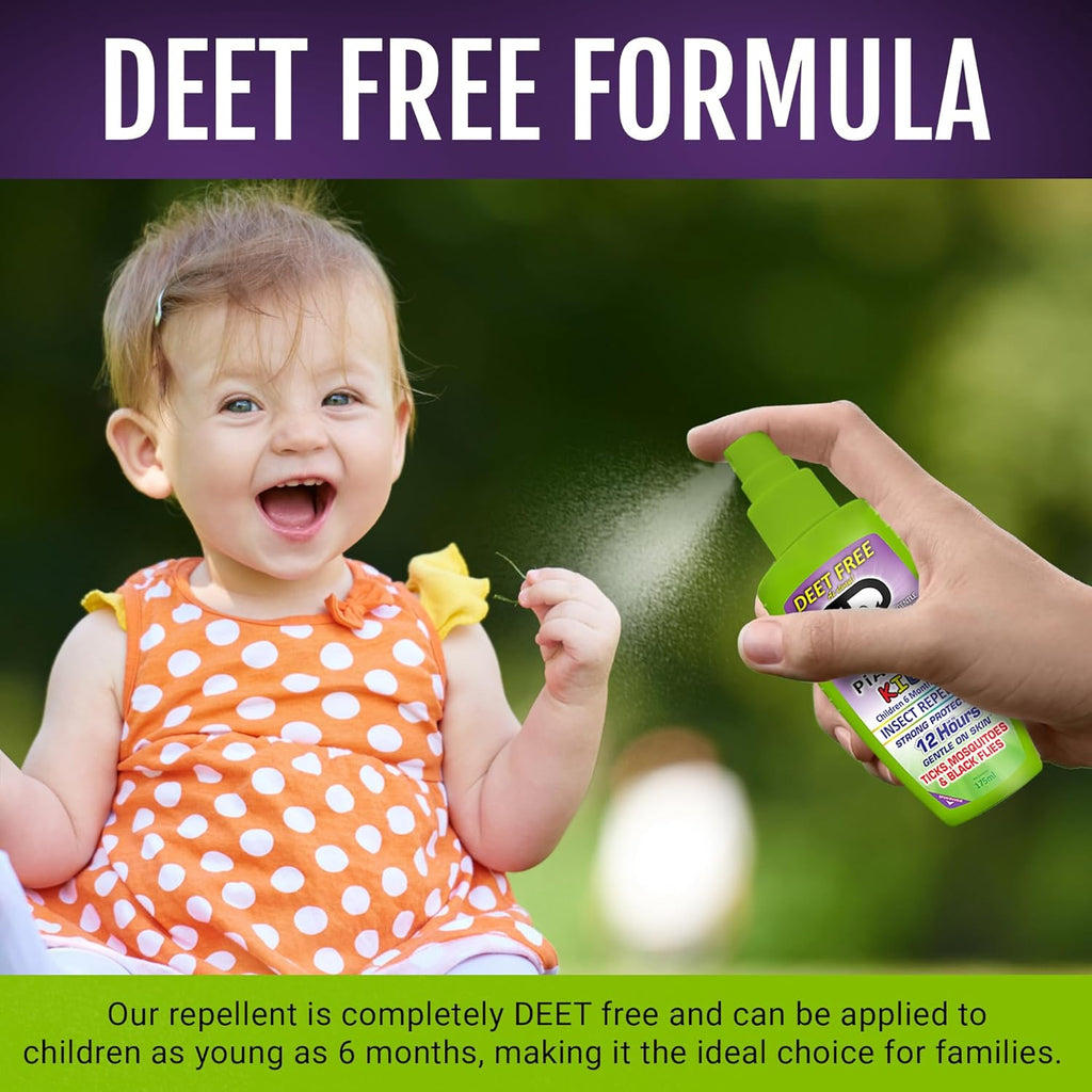 MOSQUITO SHIELD - PIACTIVE™ Kids 100% Deet Free, 12 Hours of Protection, Bug Repellent for Mosquitoes, Ticks, Black Flies, and More, 175ml, Bug Spray, Pump Fight The Bite!™