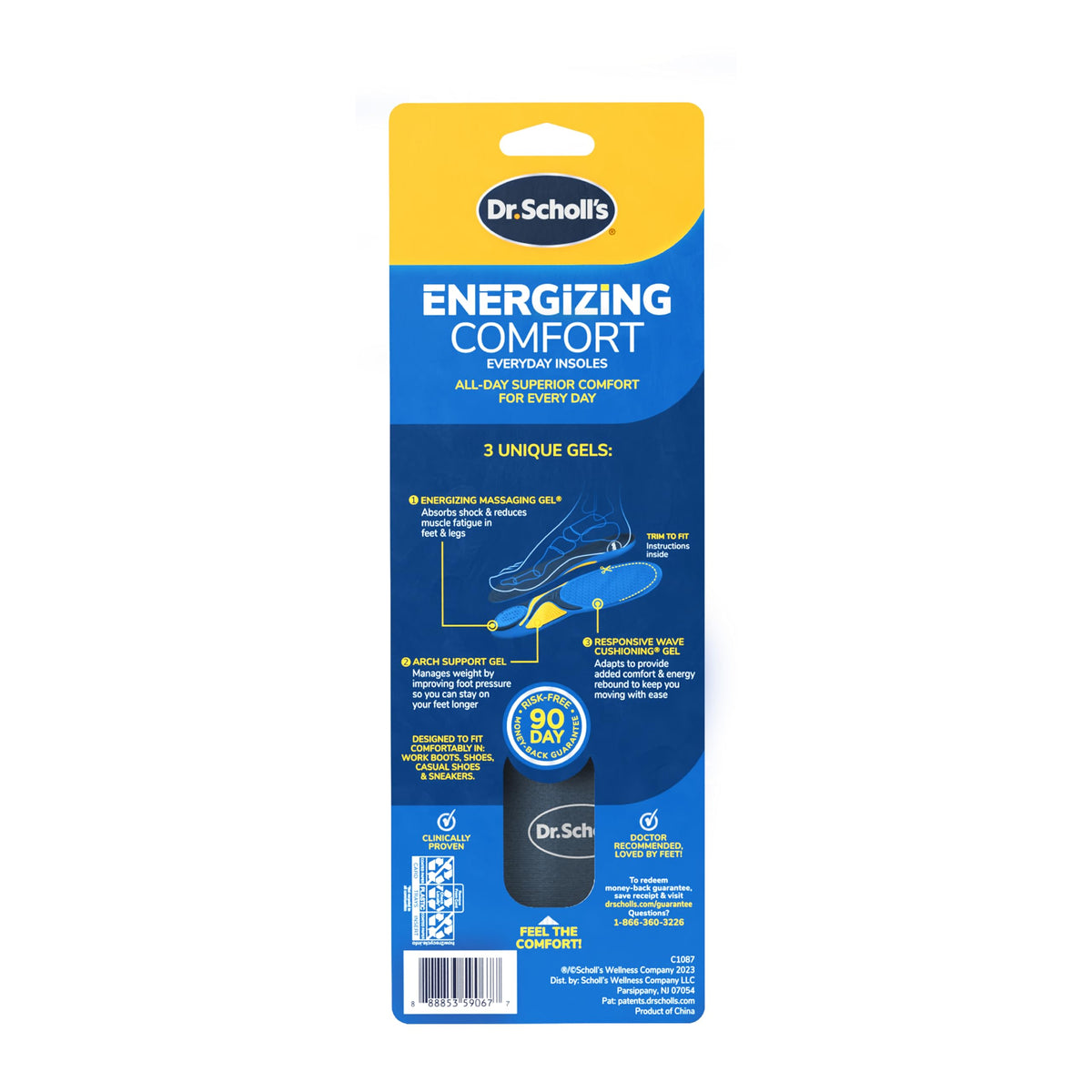 Dr. Scholl's Comfort and Energy Massaging Gel Insoles for Women, 1 Pair, Size 6-10