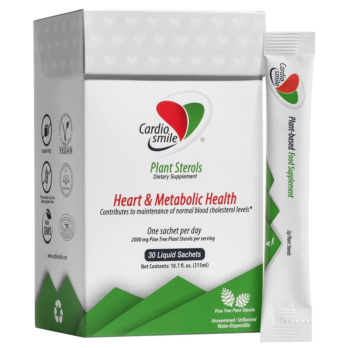 Cardiosmile 2000Mg Plant Sterols Support Healthy Cholesterol Levels With 1400 Mg Beta-Sitosterol For Support Heart And Metabolic Health, 30 Day Supply In Pack