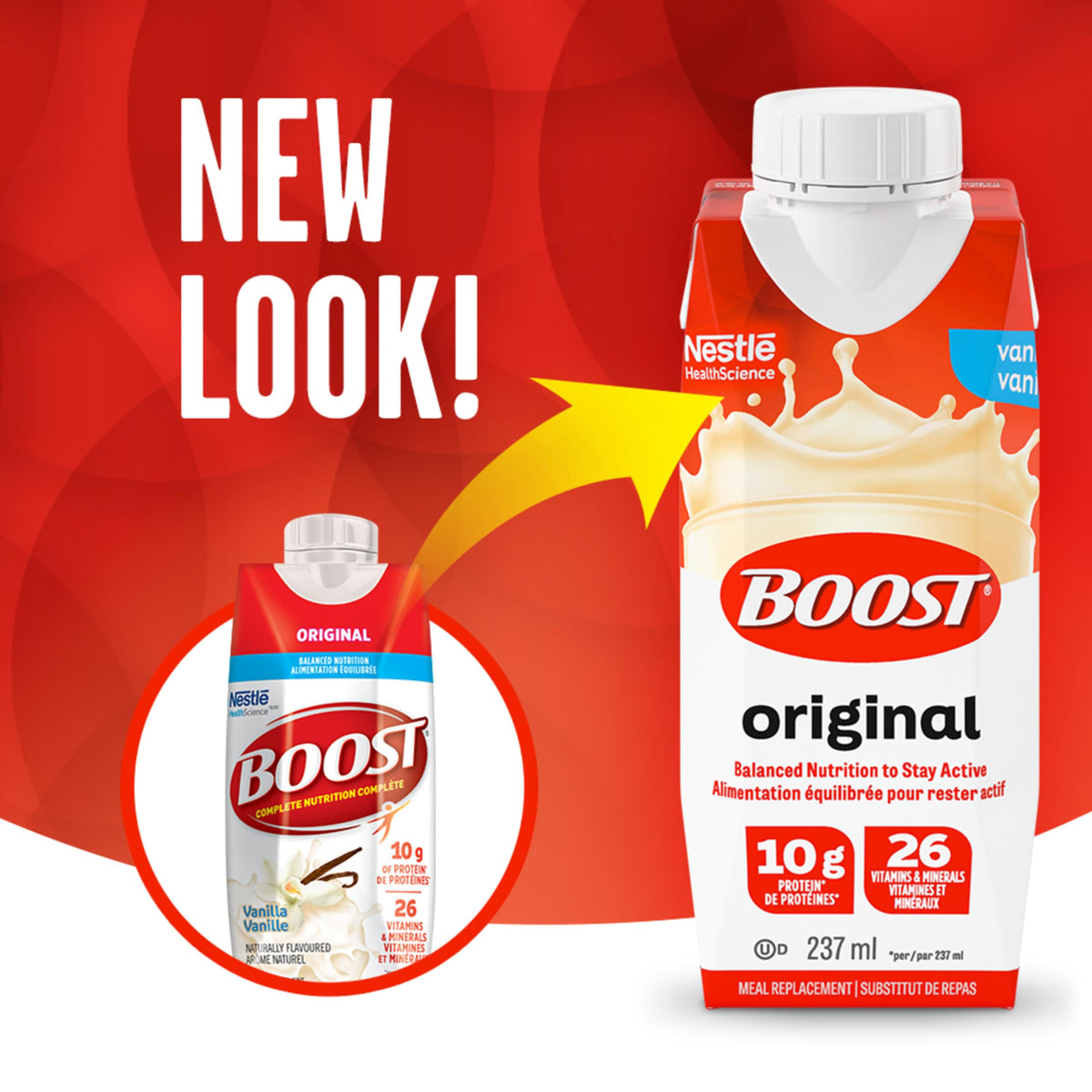 BOOST Original Meal Replacement Drink, Vanilla, 24 x 237 ml - PACKAGING MAY VARY