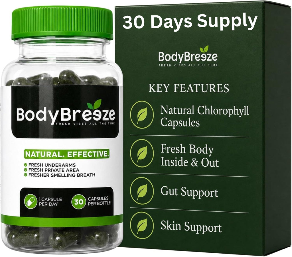 Internal Deodorant Supplement | Natural Chlorophyll 30 Capsules for Body Odor Control, Gut Health, and Fresh Breath | Vegan, Detox Support, & Skin Health | Odor Eliminator for Men & Women