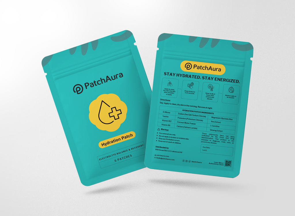PatchAura Hydration Patch – Electrolyte Balance & Recovery Support, Rehydration & Endurance Boost, Daily Wellness Patches (30 Patches)
