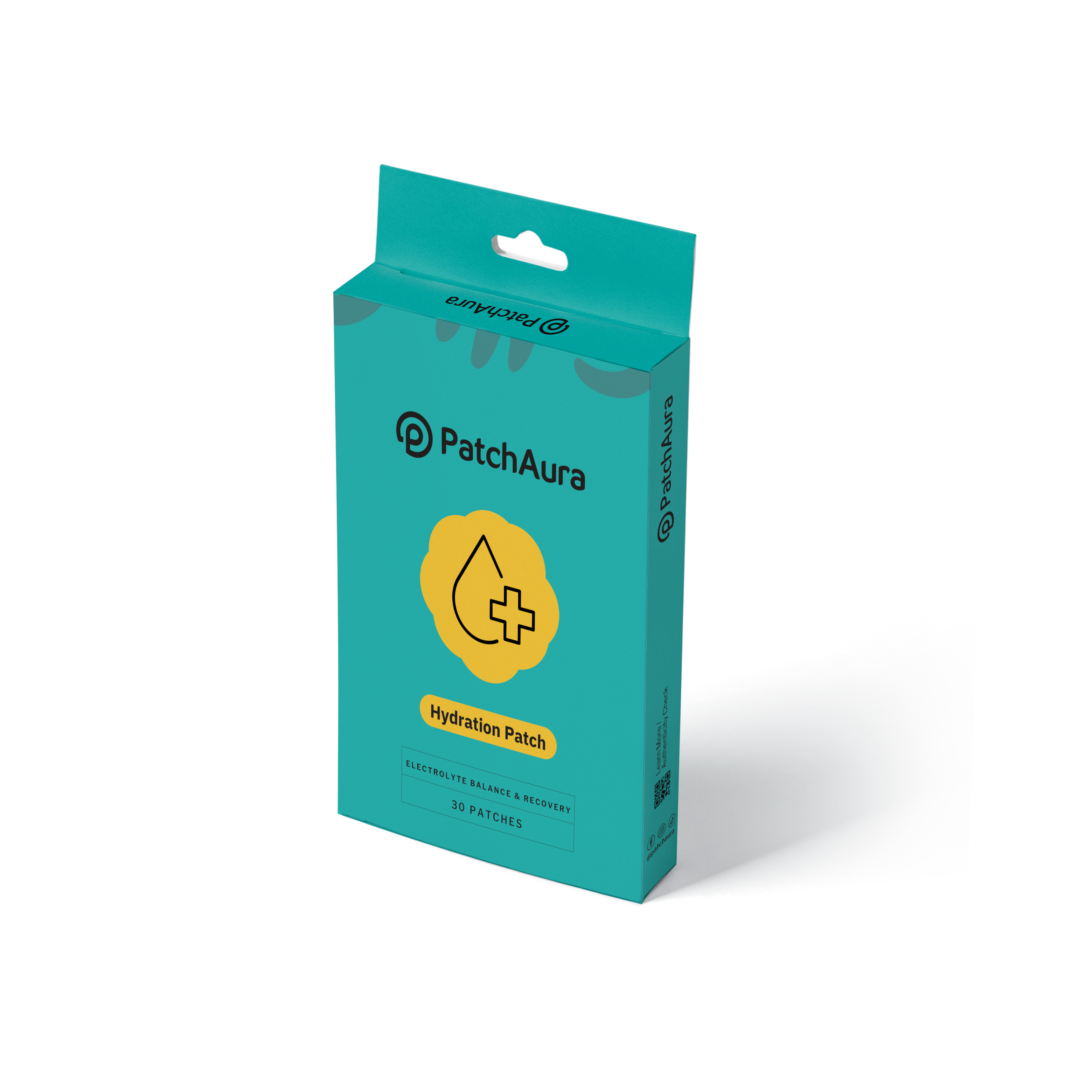 PatchAura Hydration Patch – Electrolyte Balance & Recovery Support, Rehydration & Endurance Boost, Daily Wellness Patches (30 Patches)
