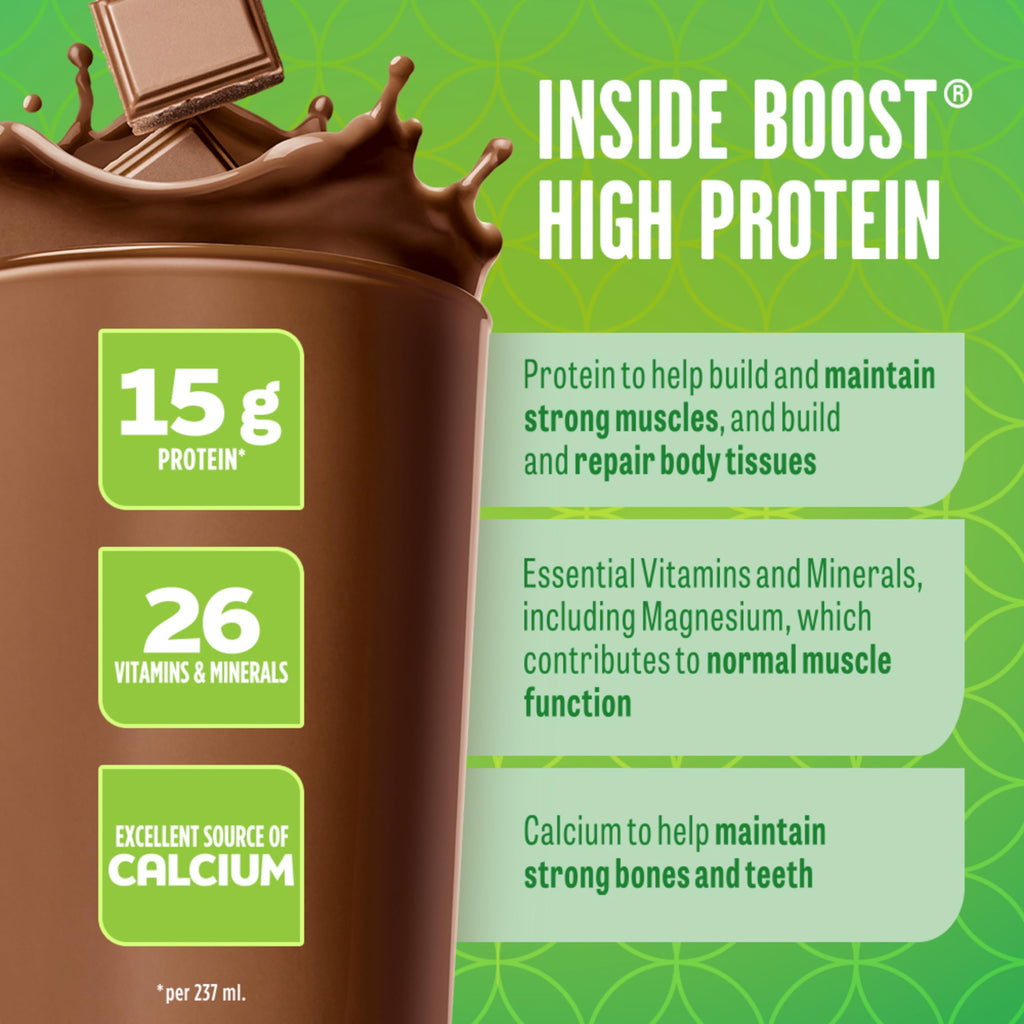 BOOST High Protein Meal Replacement Drink, Chocolate, 24 bottles x 237mL
