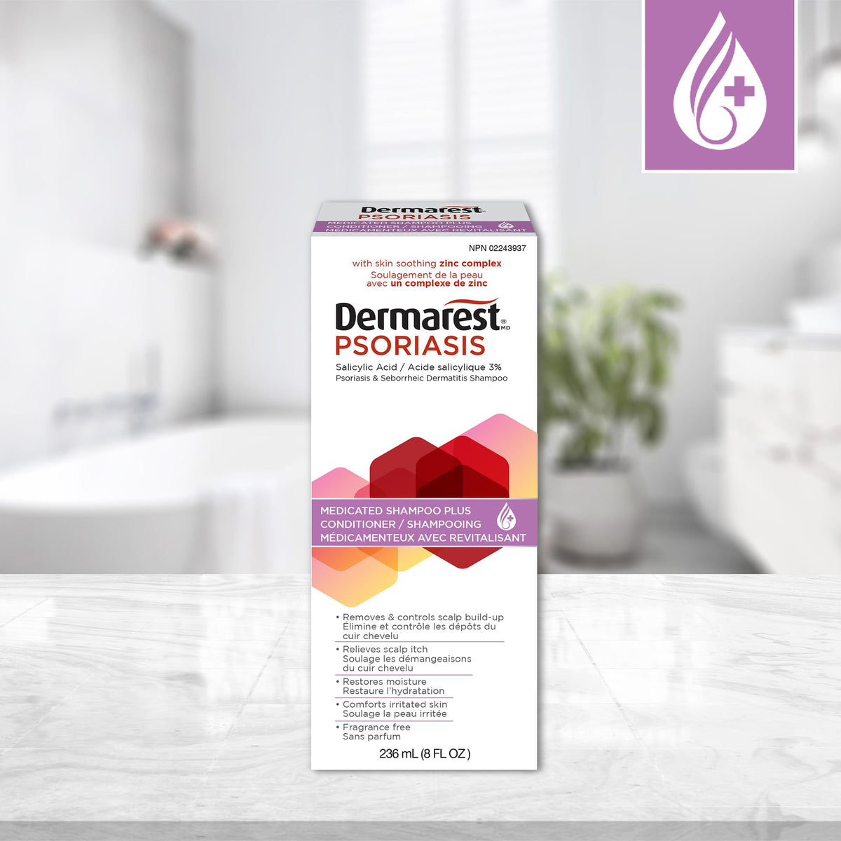 Dermarest Medicated Shampoo - 236ml - Helps Stop Scalp Itch, Fragrance-Free