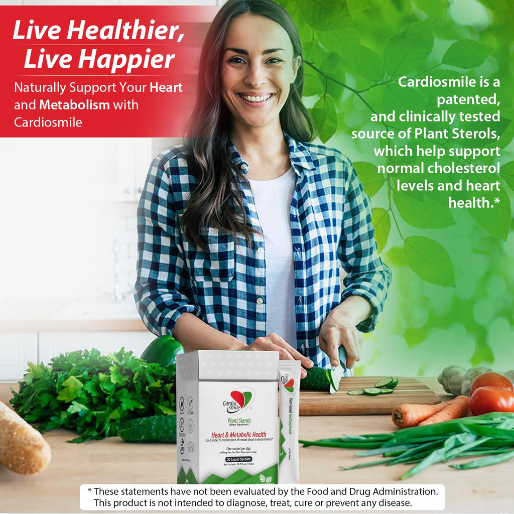 Cardiosmile 2000Mg Plant Sterols Support Healthy Cholesterol Levels With 1400 Mg Beta-Sitosterol For Support Heart And Metabolic Health, 30 Day Supply In Pack