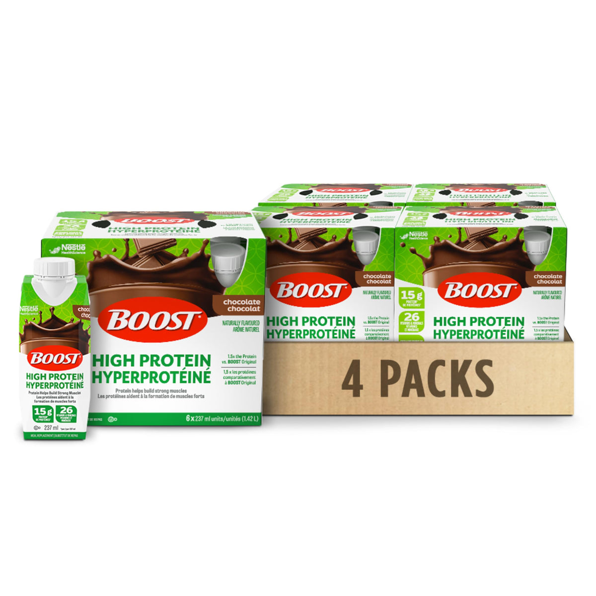BOOST High Protein Meal Replacement Drink, Chocolate, 24 bottles x 237mL