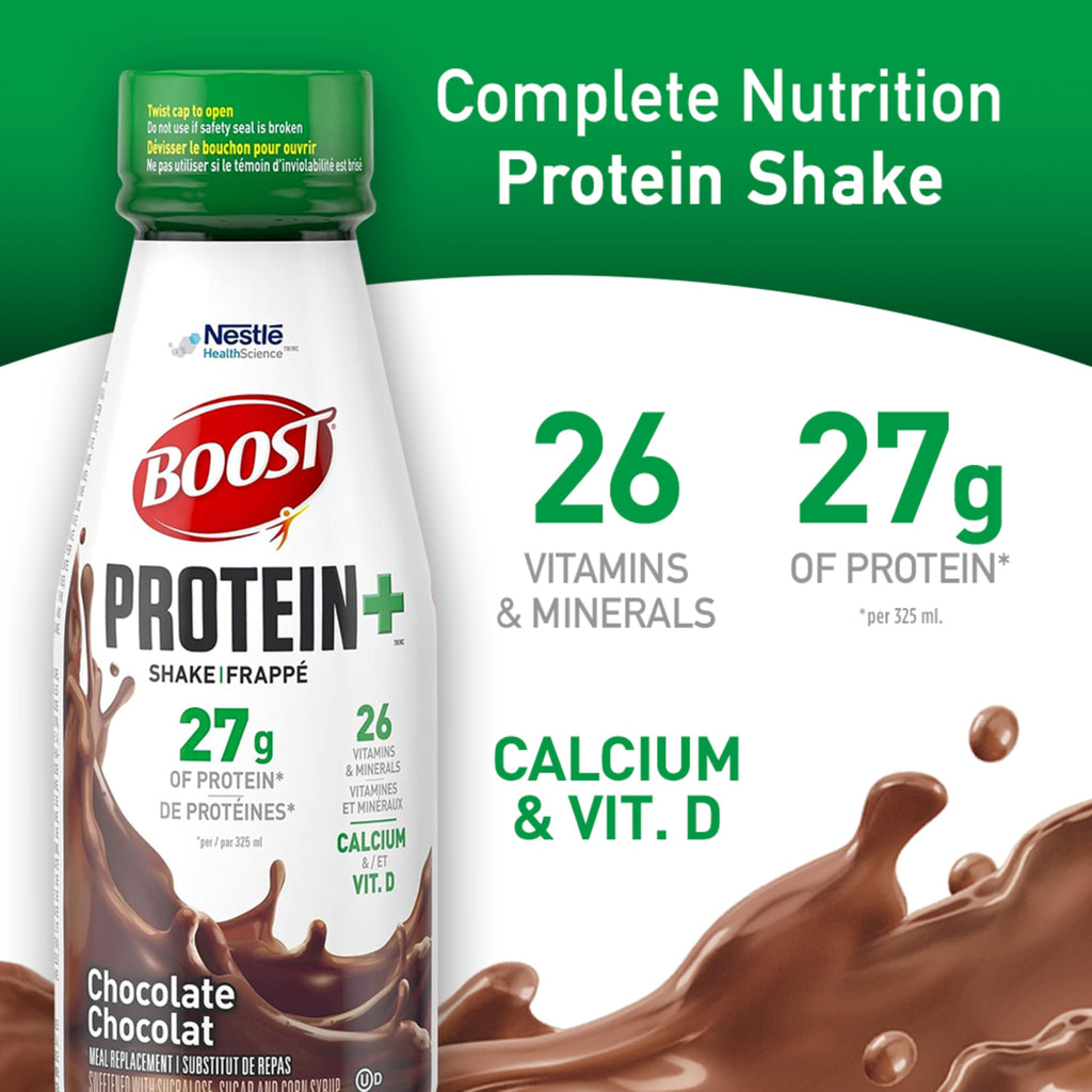 BOOST Protein+ Shake Meal Replacement, Chocolate, 4 bottles x 325mL
